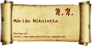 Máriás Nikoletta névjegykártya